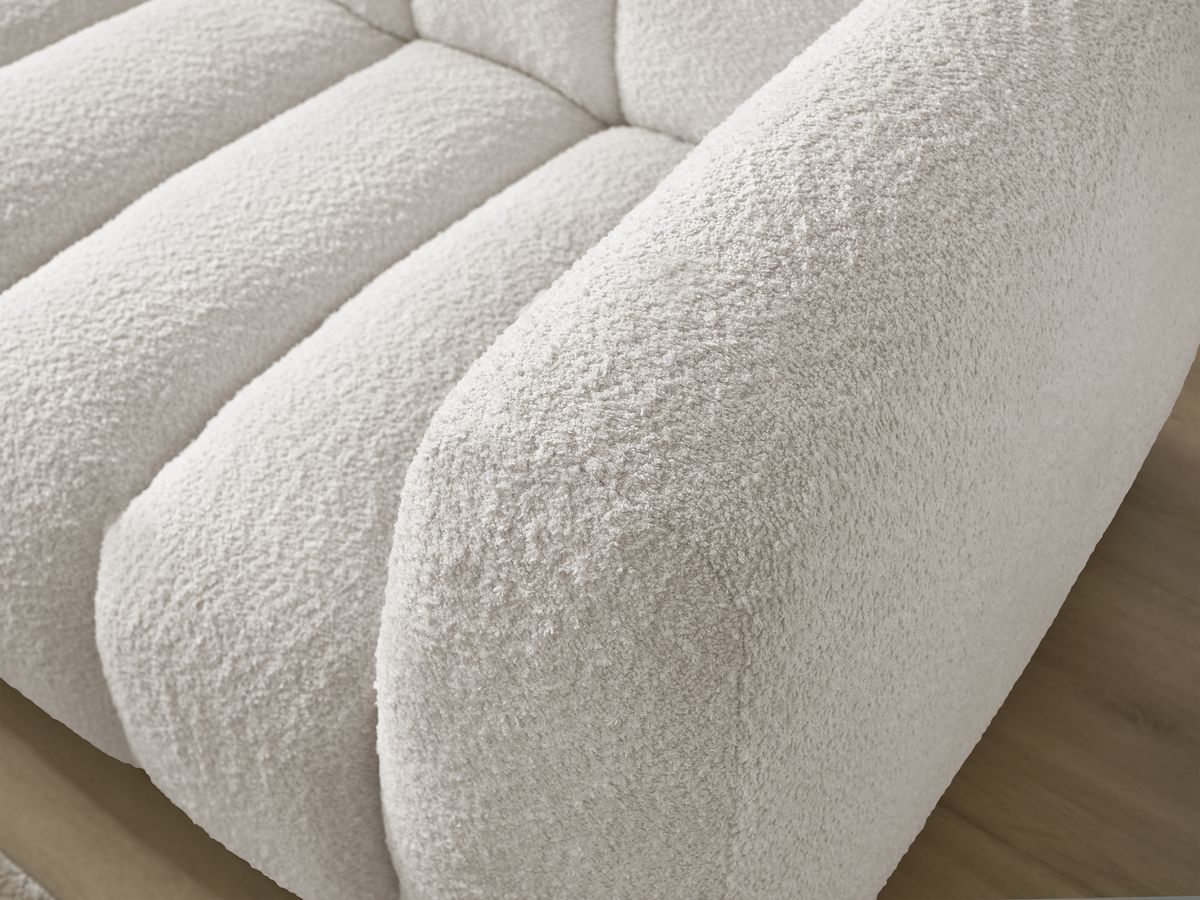 Bobochic Talia Ecksofa Bouclé-Stoff Weiß Ecke links
