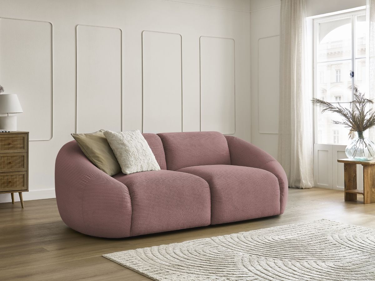Bobochic Tina Sofa 2-Sitzer Cordsamt Rosa