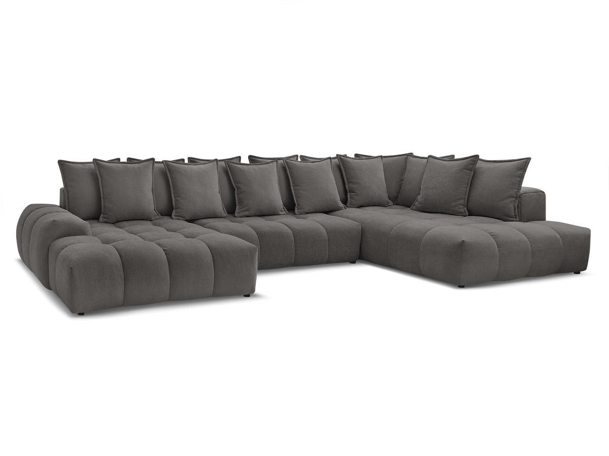 Bobochic Everest Wohnlandschaft, 14 Kissen Strukturstoff Dunkelgrau Ecke links