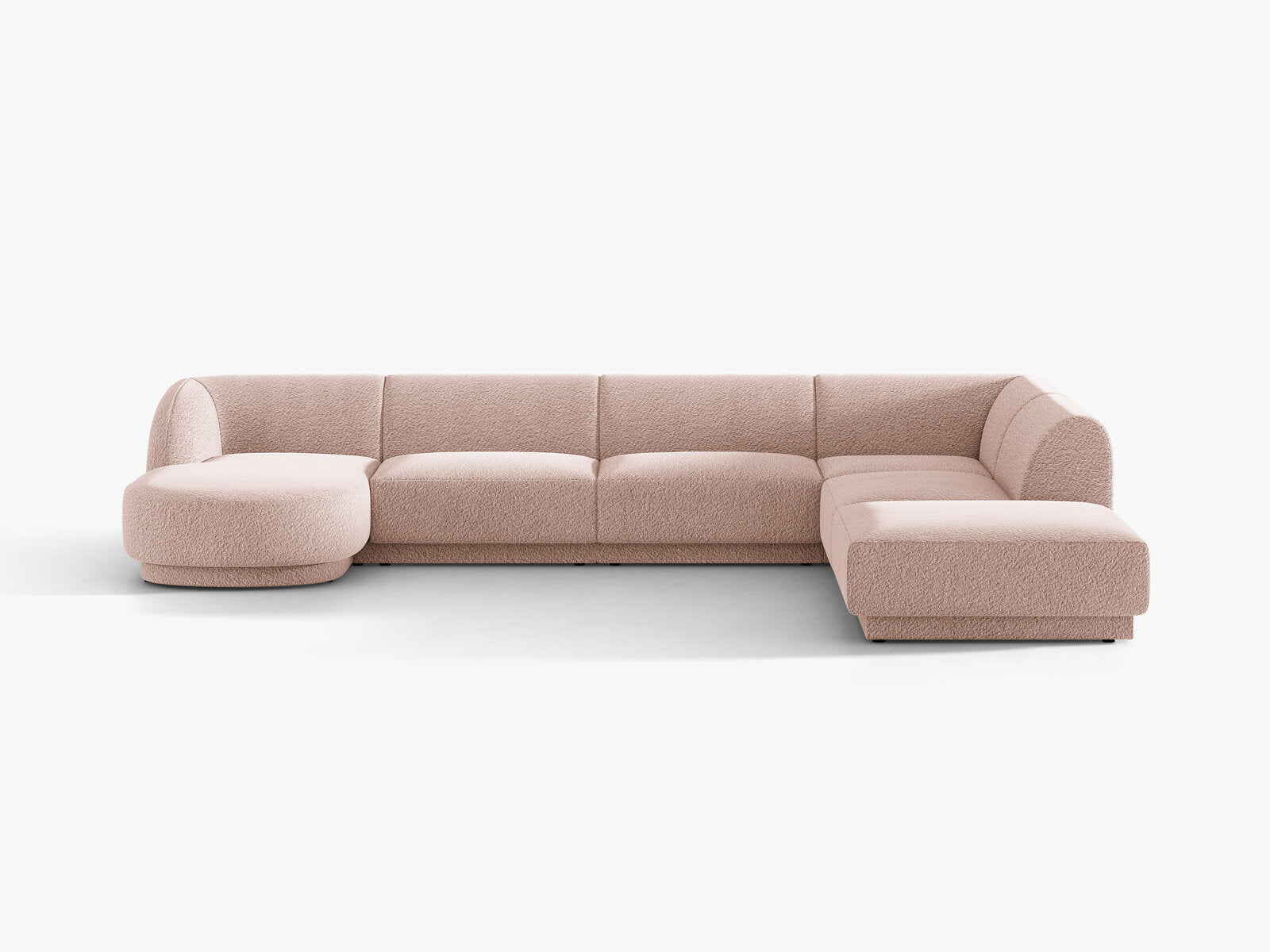 Micadoni Panorama-Ecksofa Miley 6-Sitzer Boucle Baloo Puderrosa Rechts
