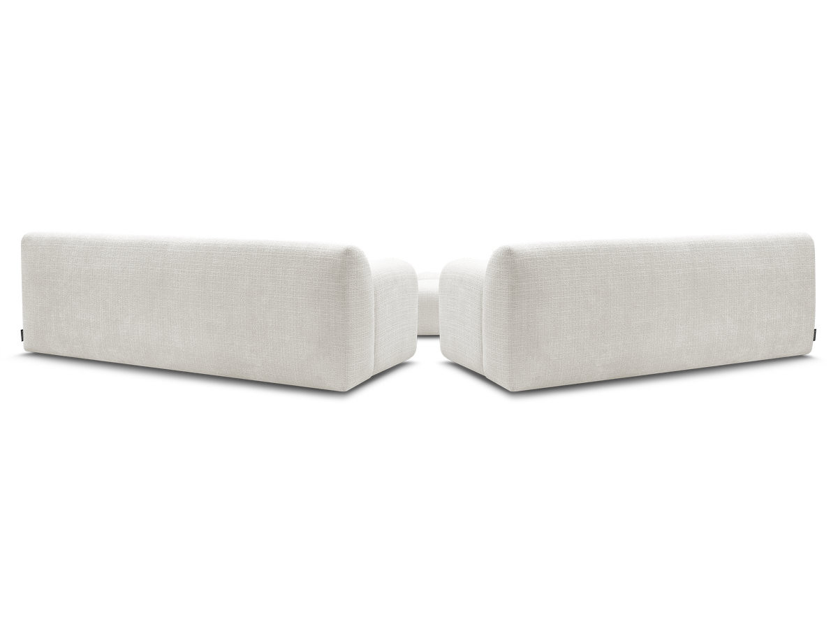 Bobochic Melisse Sofa 5-Sitzer mit Pouf Strukturstoff Weiß