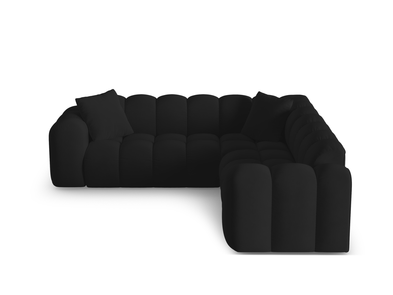 Cosmopolitan Design Symmetrisches Ecksofa Treno 3-Sitzer Samt Bluvel Schwarz