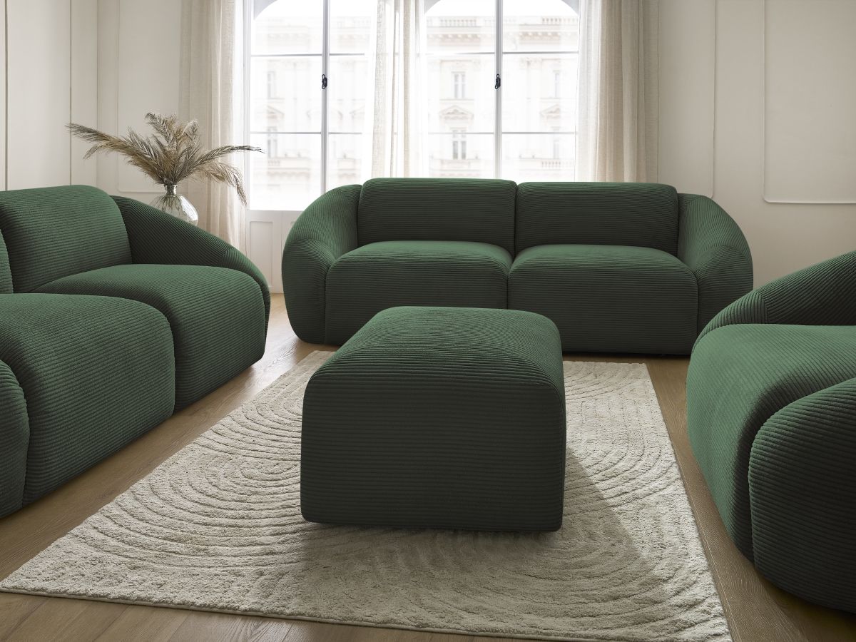Bobochic Tina Sofa 7-Sitzer mit Pouf Cordsamt Grün
