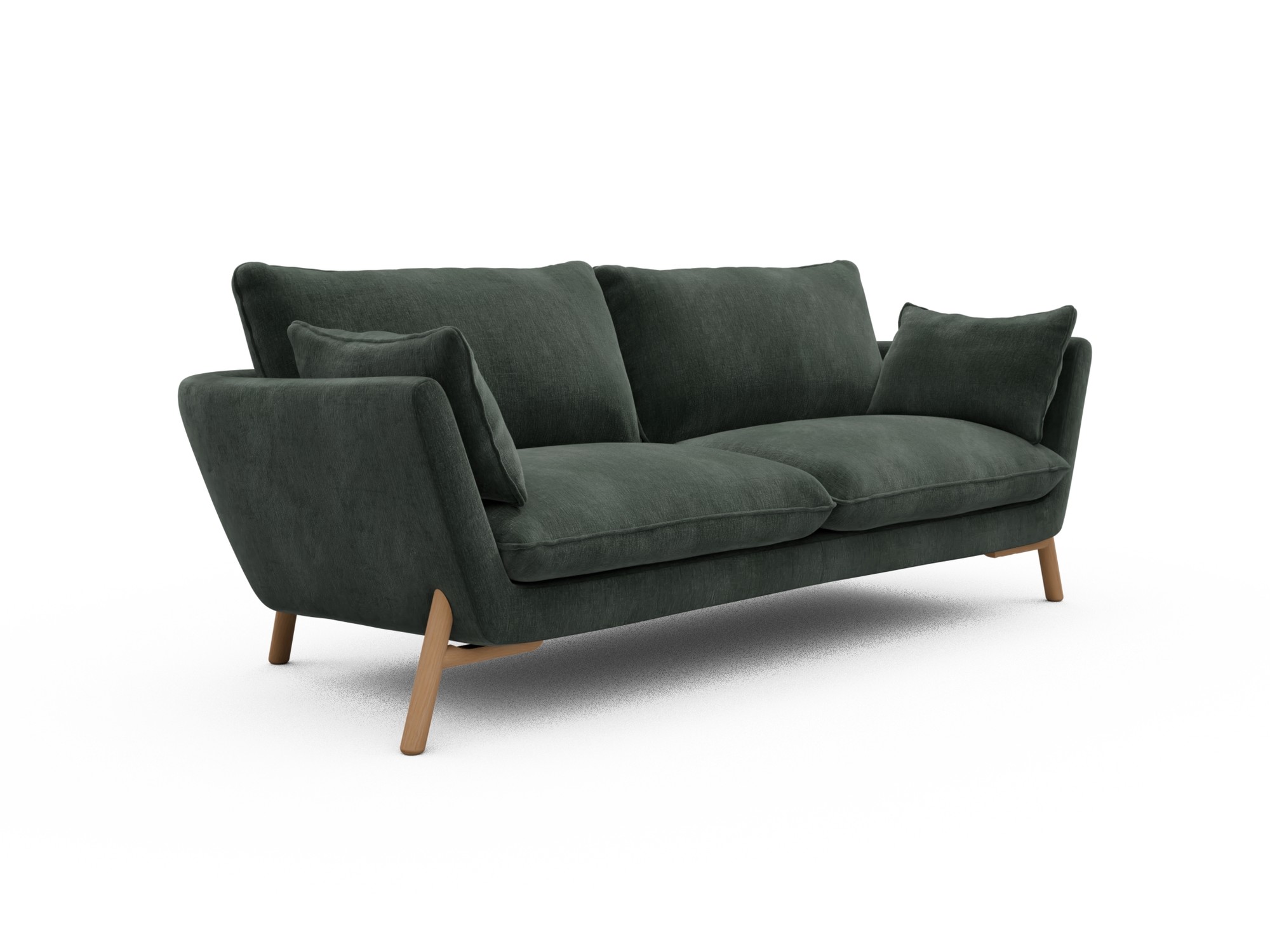 Skandi Home Sofa Emil 3-Sitzer Beinfarbe Eiche Natur Smooth-Laurel-Green moebelfaktor
