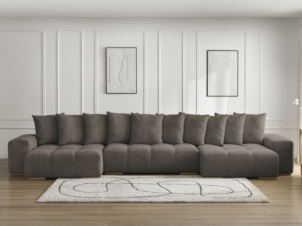 Bobochic Anakin Wohnlandschaft, 10 Kissen Bouclé-Stoff Braun