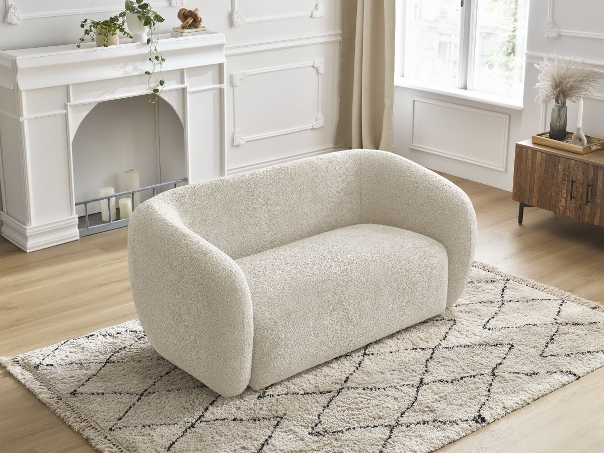 Bobochic Celine Sofa 2-Sitzer Bouclé-Stoff Beige