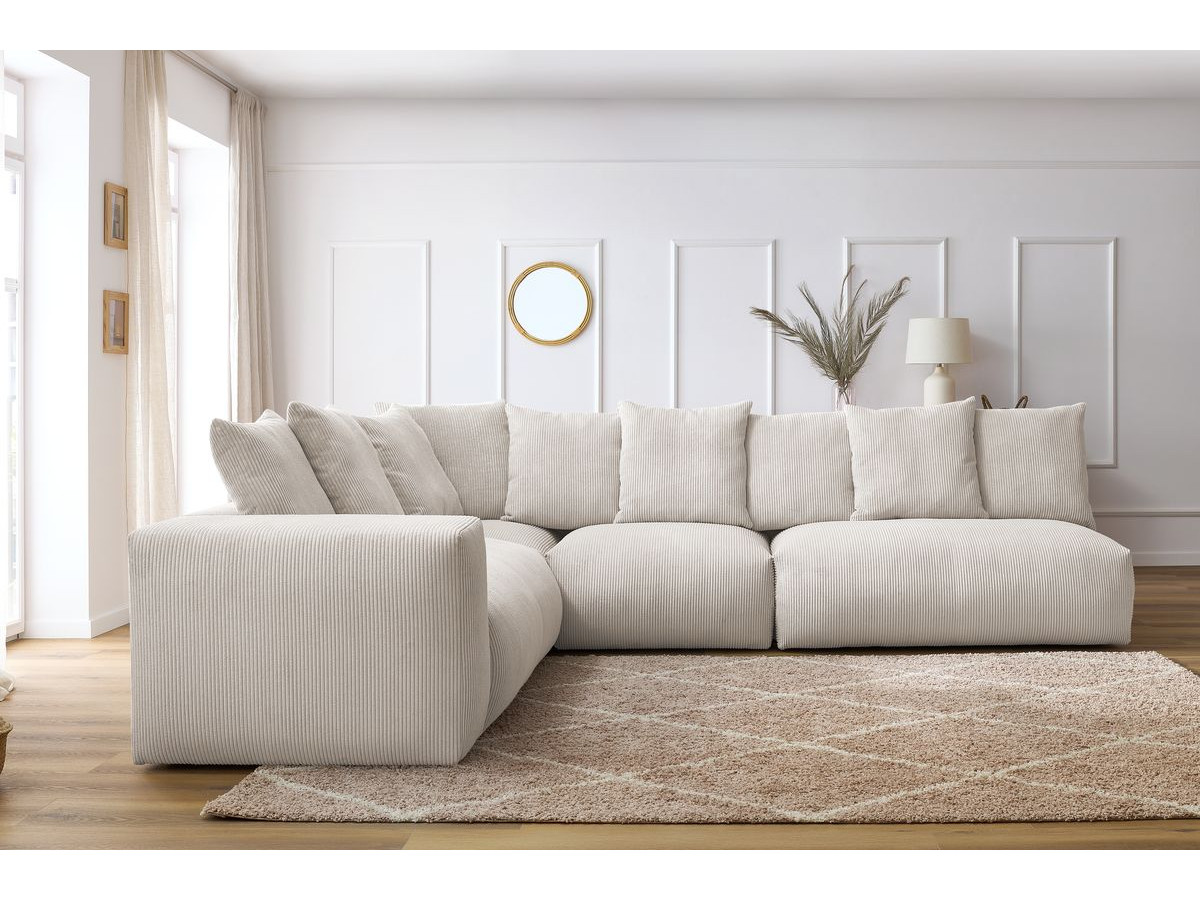 Bobochic Voltaire Ecksofa 322 × 268 cm Cordsamt Beige Ecke links