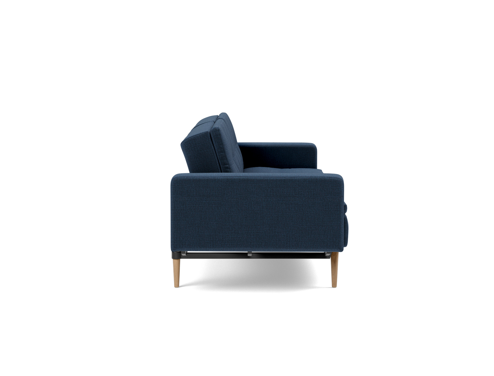 Schlafsofa Dublexo mit Armlehnen Chenille Esina 414-Indigo-Blue Beine Styletto Eiche hell