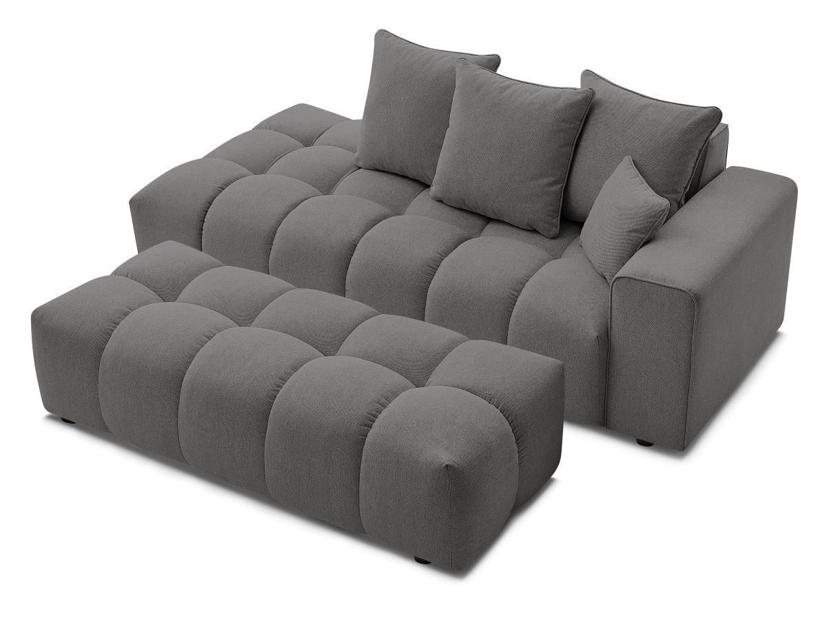 Bobochic Mont-blanc Sofa 5-Sitzer mit Pouf Melange-Stoff Dunkelgrau Armlehne rechts