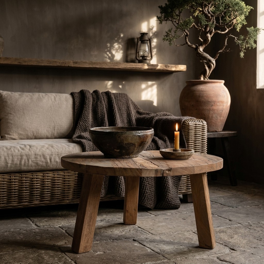 Raw Materials Couchtisch rund Recyclingholz 70cm