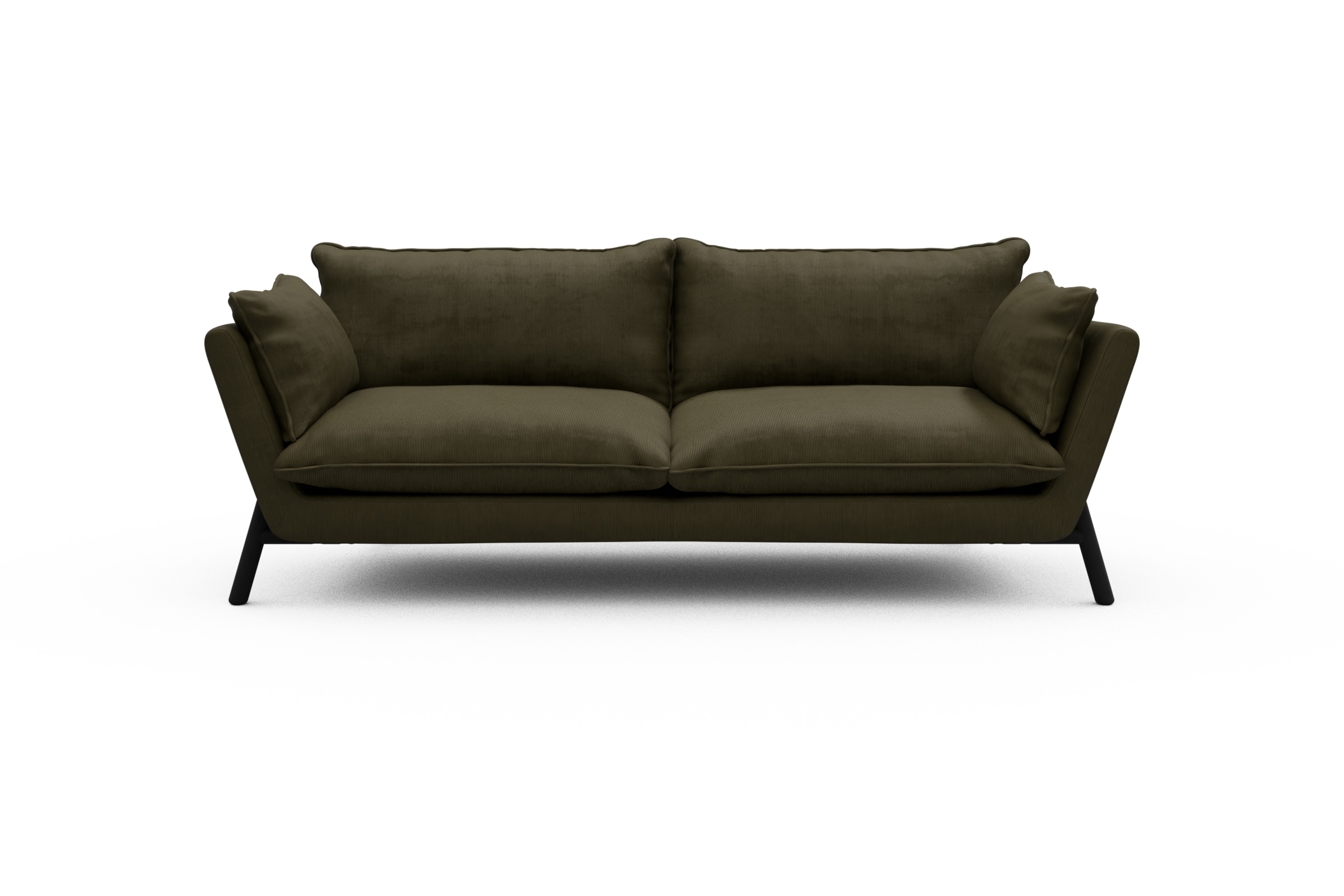Skandi Home Sofa Emil PREMIUM 3-Sitzer Beinfarbe Eiche Schwarz Cordufine-Pine-Green moebelfaktor