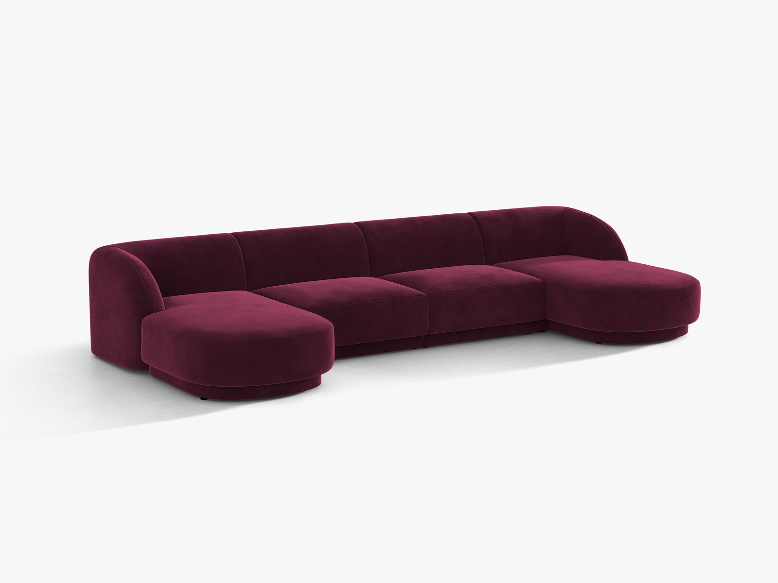 Micadoni Panorama-Sofa Miley 5-Sitzer Samt Venus Burgunder