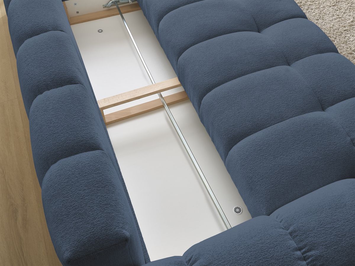 Bobochic Everest Schlafsofa 3-Sitzer mit Bettkasten, 2 Kissen Melange-Stoff Dunkelblau