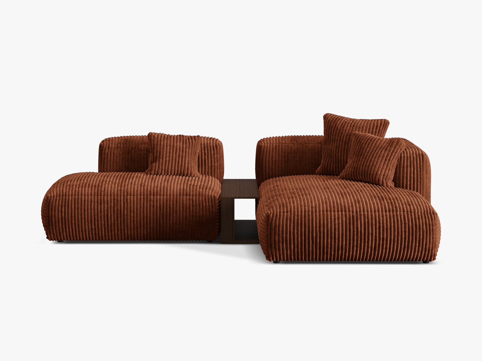 Micadoni Ecksofa Martina 2-Sitzer mit Couchtisch Rechts Kord Ziegel