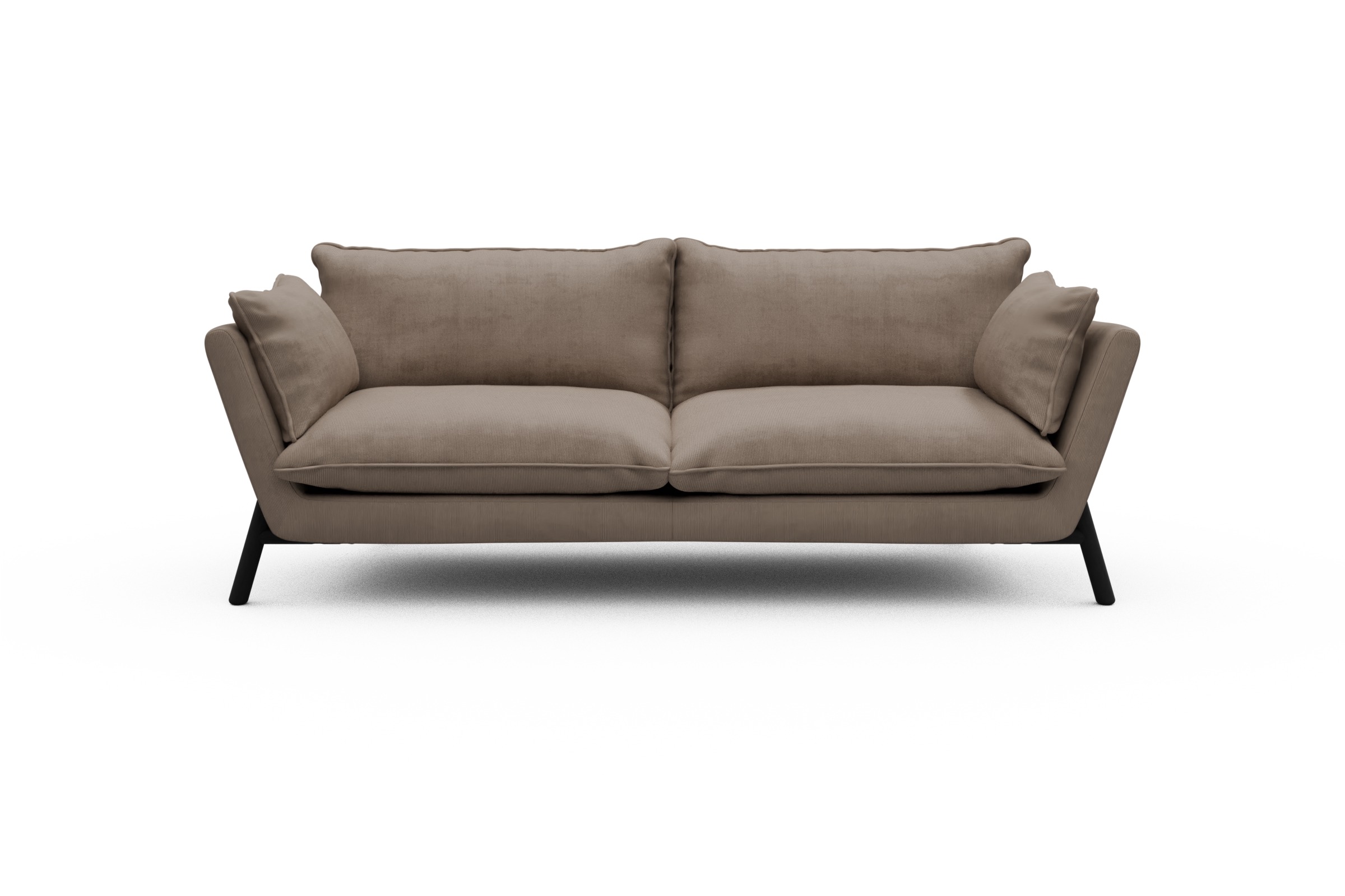 Skandi Home Sofa Emil PREMIUM 3-Sitzer Beinfarbe Eiche Schwarz Cordufine-Beige moebelfaktor