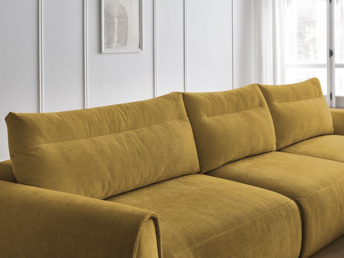 Bobochic Aden Ecksofa 386 × 152 cm Stoff Gelb Ecke rechts