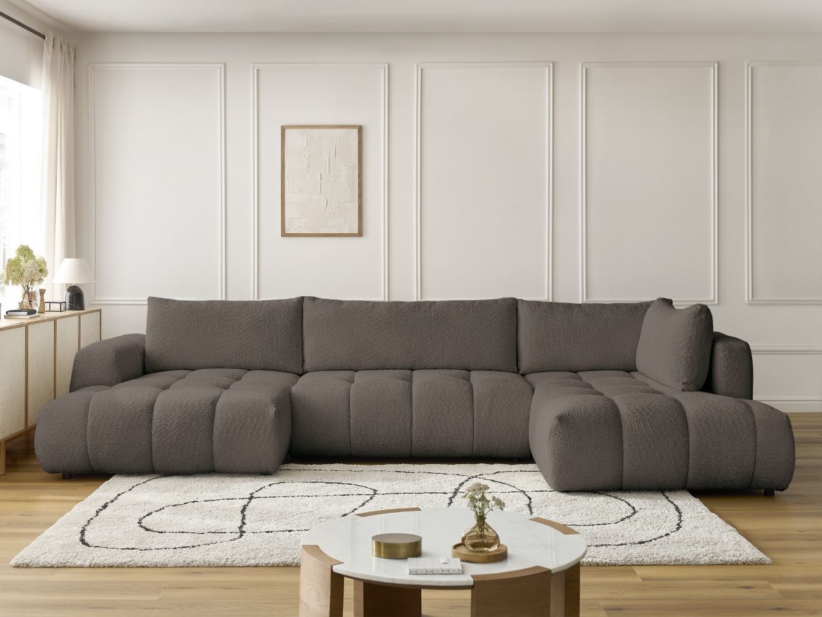 Bobochic Fuji Wohnlandschaft Bouclé-Stoff Braun Ecke links