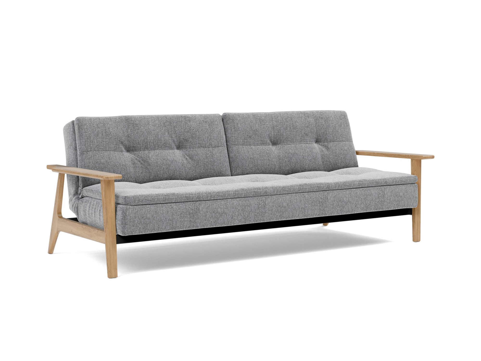 Schlafsofa Dublexo Frej Strukturierter Stoff Twist 565-Granite