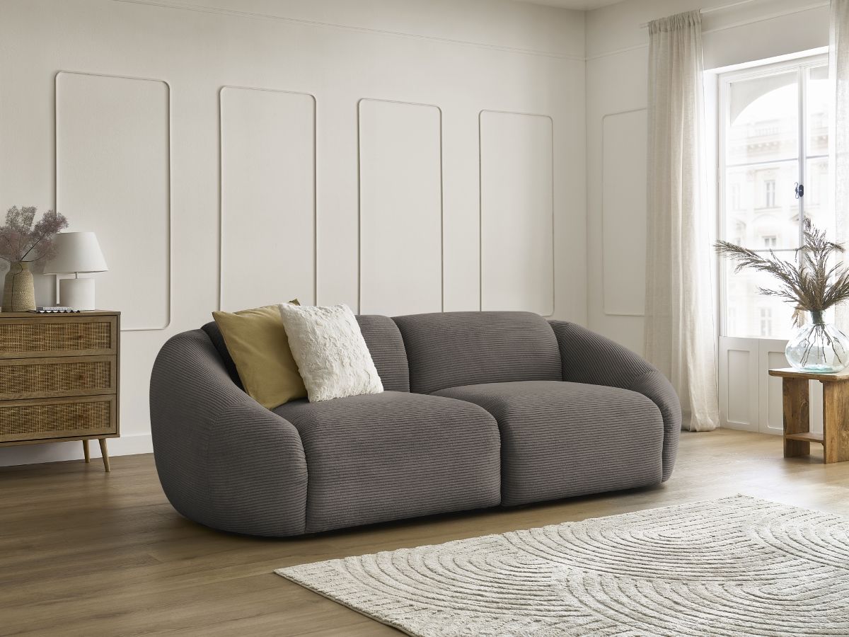 Bobochic Tina Sofa 3-Sitzer Cordsamt Taupe