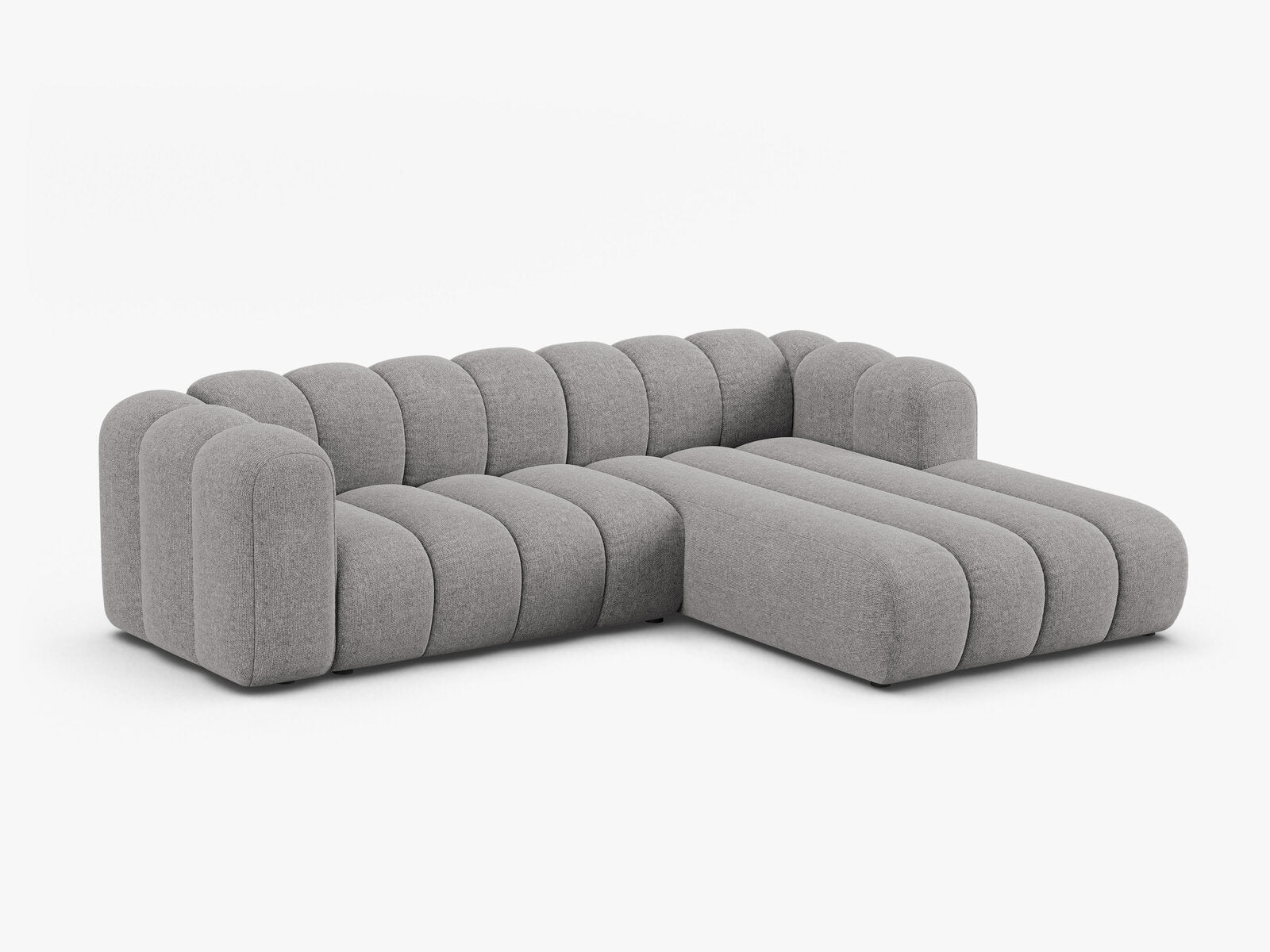 Micadoni Modulares Ecksofa Lupine 4-Sitzer mittelgroß Rechts Chenille Eden Hellgrau