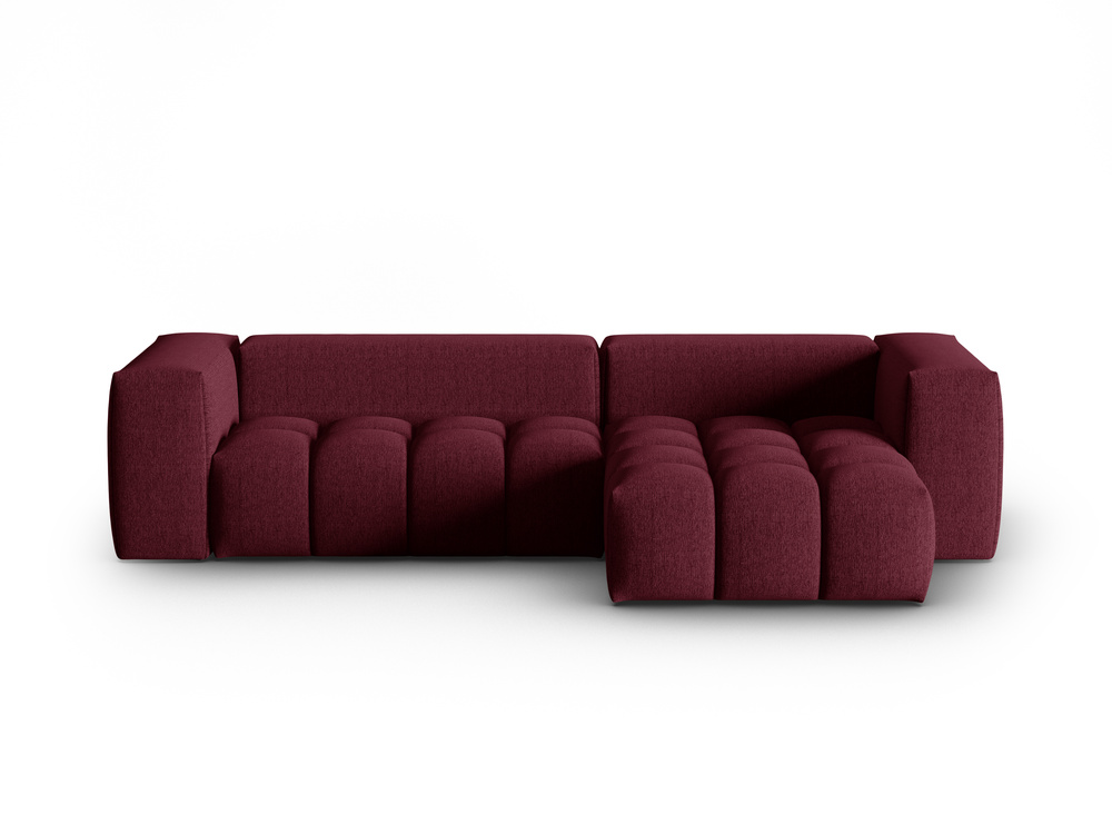 Cosmopolitan Design Ecksofa Verona 3-Sitzer Strukturierter Stoff Sorella Burgundfarben Rechts