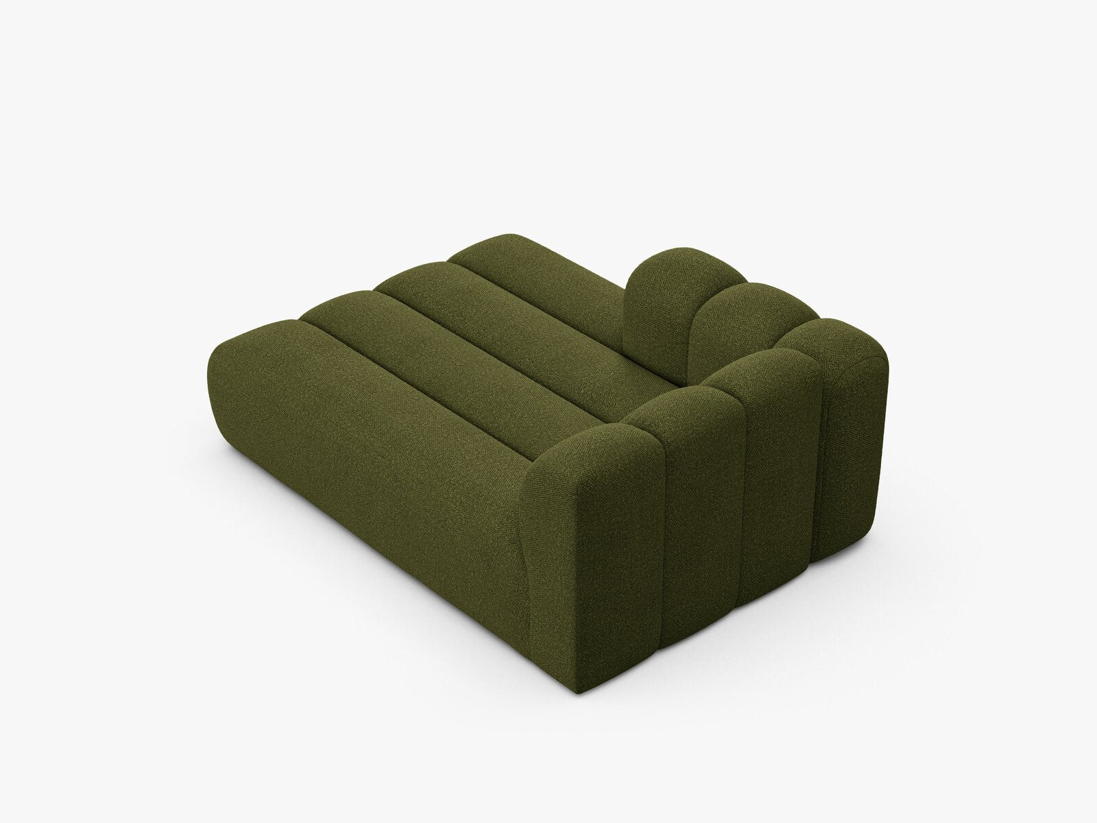Micadoni Recamiere Lupine 2-Sitzer Links Boucle Baloo Dunkel-Olivgrün