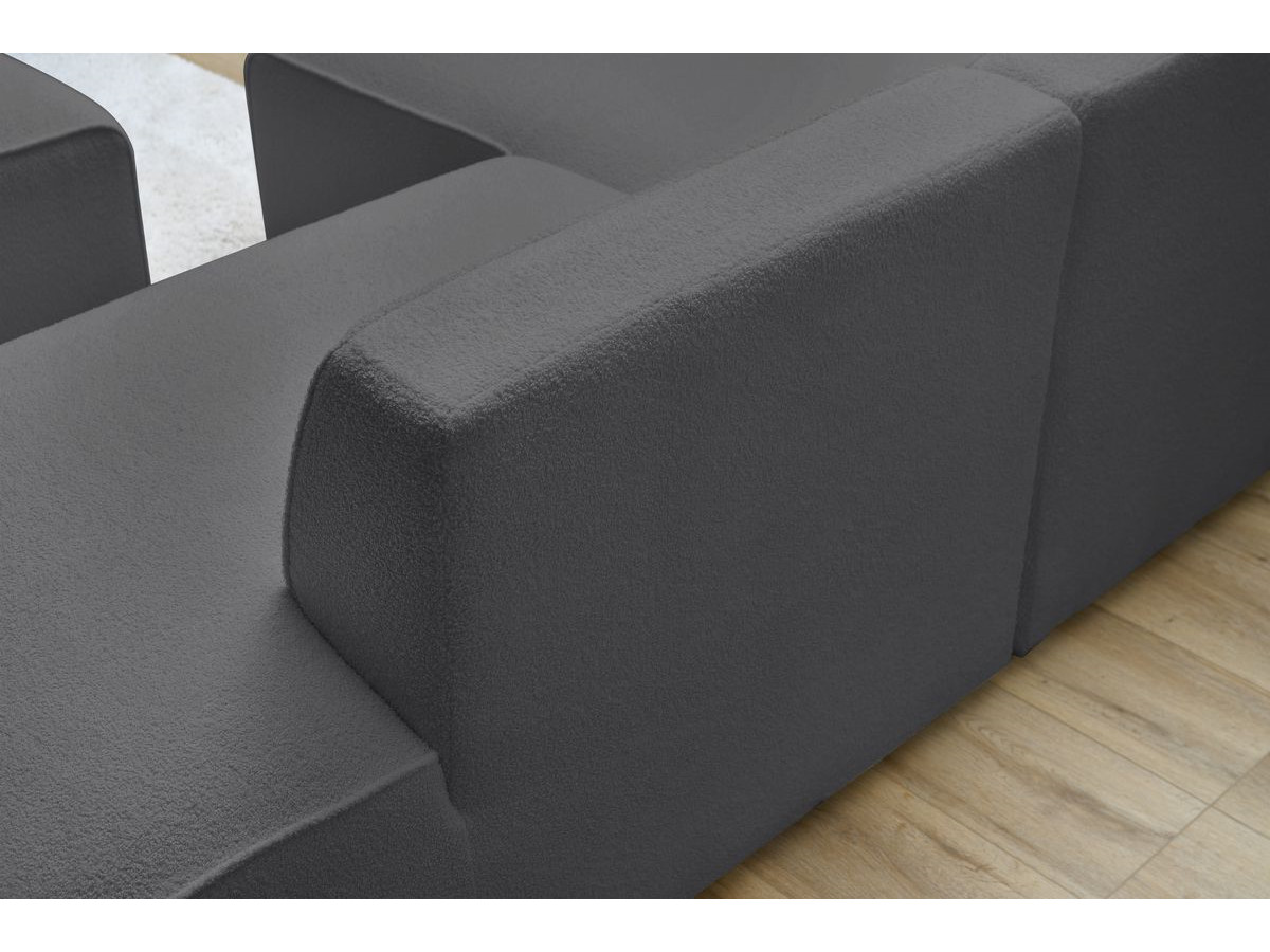 Bobochic Megeve Ecksofa Bouclé-Stoff Dunkelgrau Ecke links