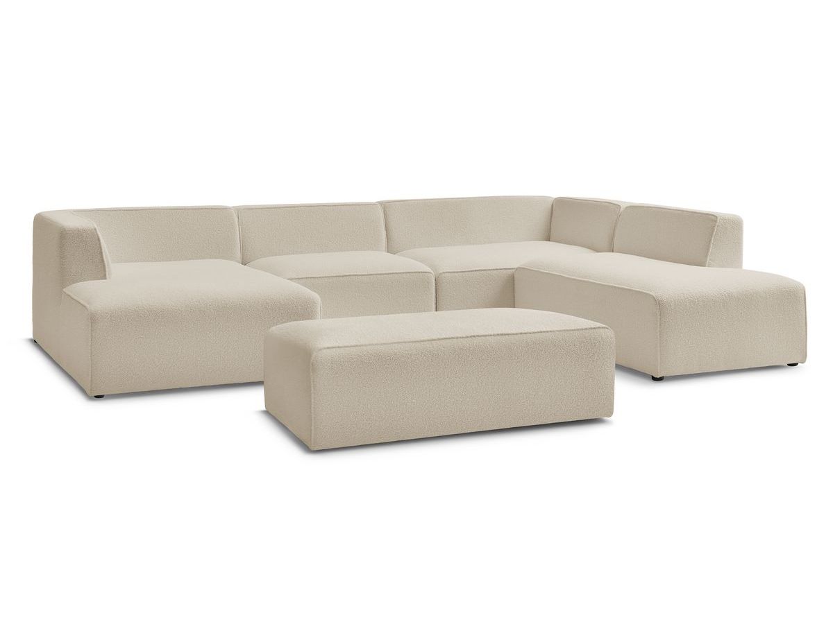 Bobochic Megeve Wohnlandschaft mit Pouf Bouclé-Stoff Beige Ecke links