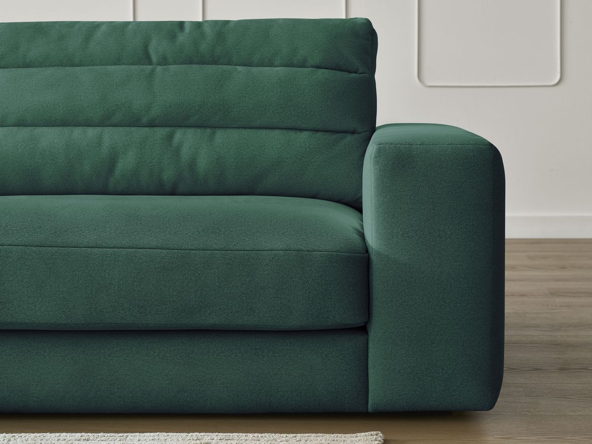 Bobochic Sierra Ecksofa mit Pouf Samt Dunkelgrün Ecke links