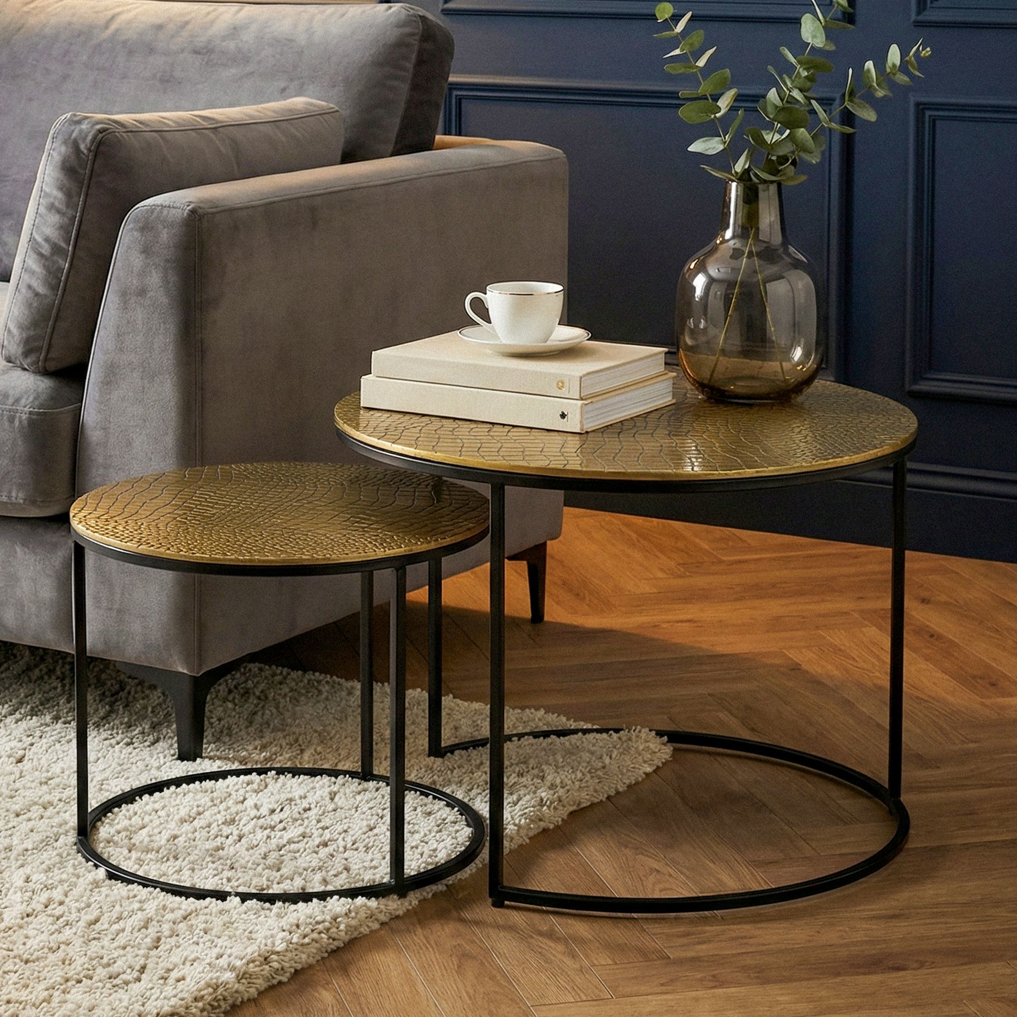 Satztisch 2er-Set Sandnes Aluminium Gold Ø 60 × H 45 cm