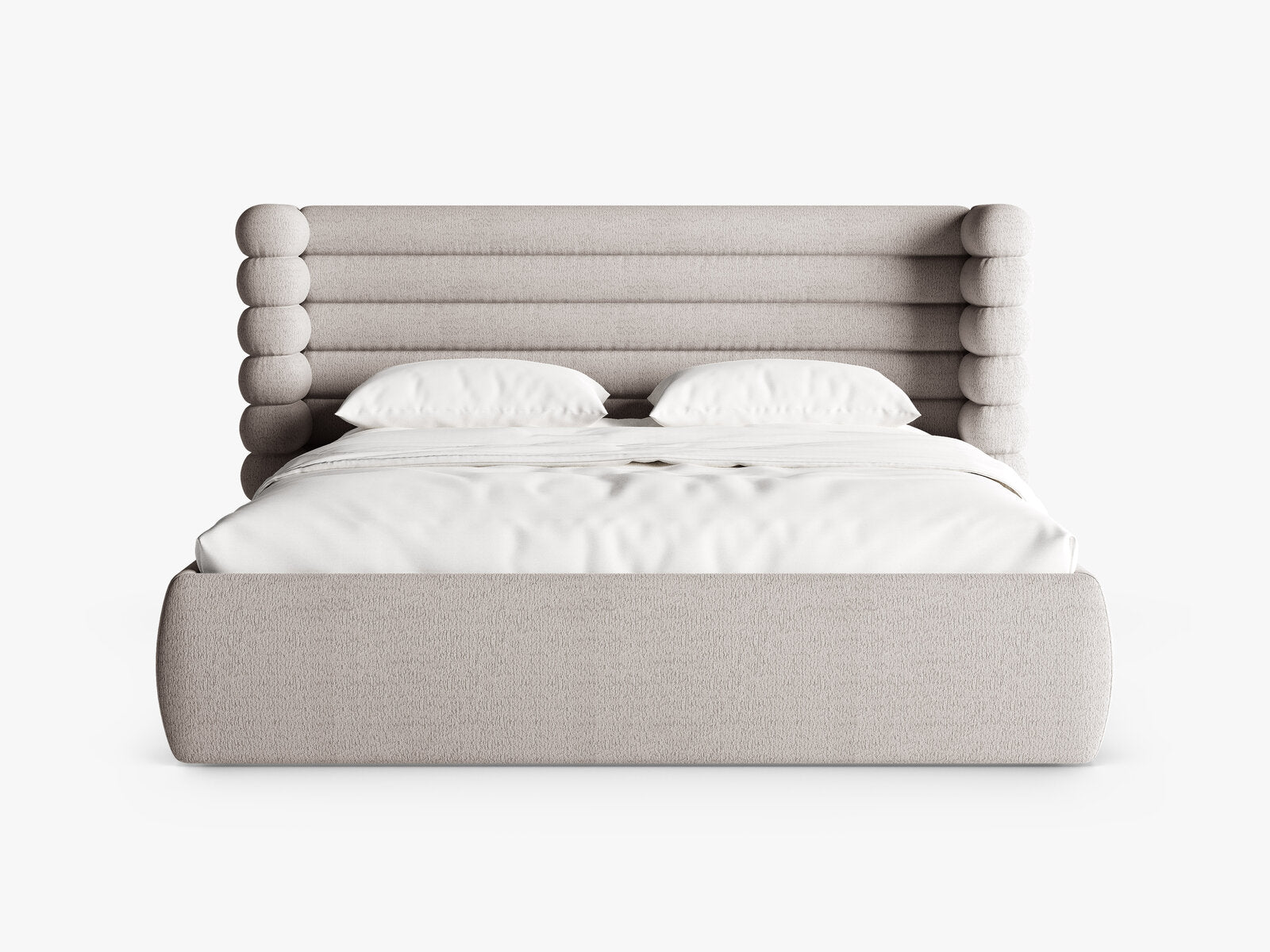 Micadoni Stauraumbett mit Kopfteil Mount Boucle Coral Warmes Grau
