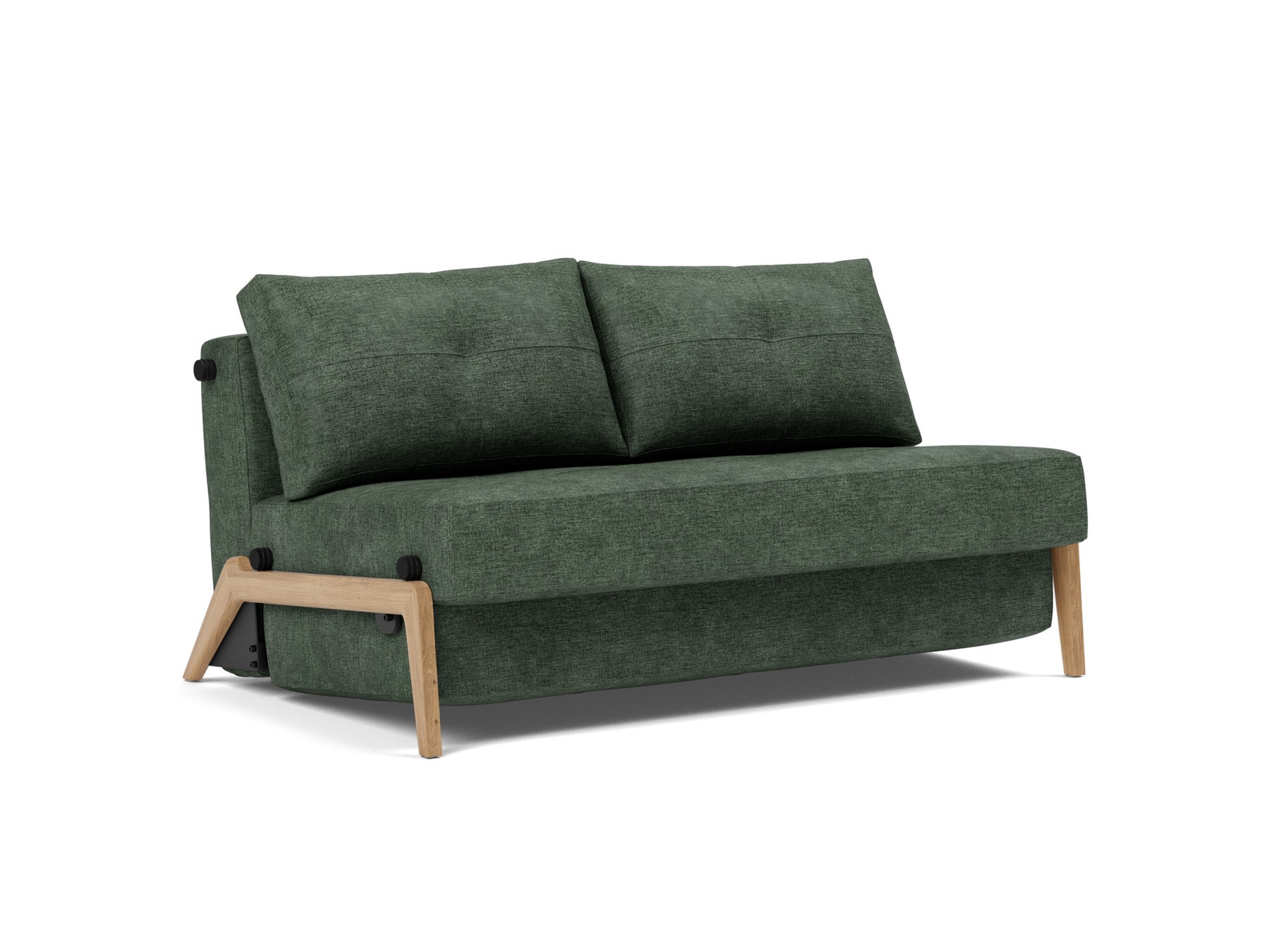 Schlafsofa Cubed 140 Flachgewebe Avella 281-Pine-Green Beine Eiche