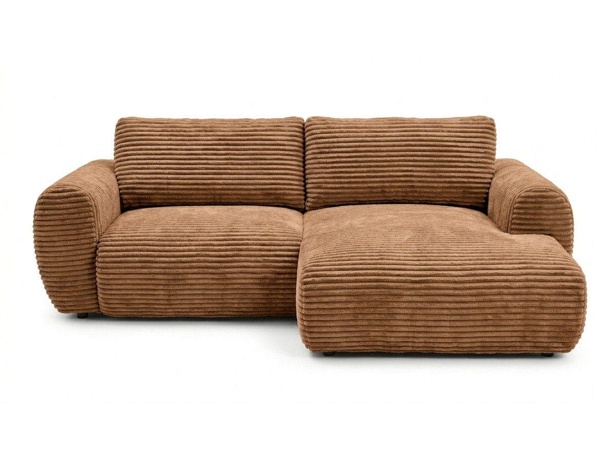 Bobochic Lucien Ecksofa mit Schlaffunktion und Bettkasten Breitcord weich Gelb Ecke rechts