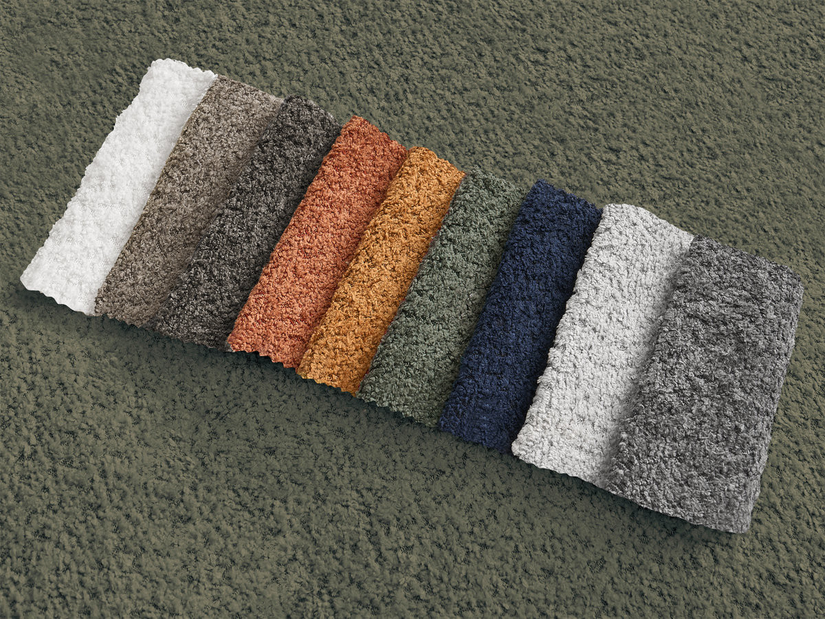 Bobochic Montaigne Ecksofa mit Schlaffunktion und Bettkasten und Pouf 276 × 164 cm Bouclé-Stoff Grün Ecke links
