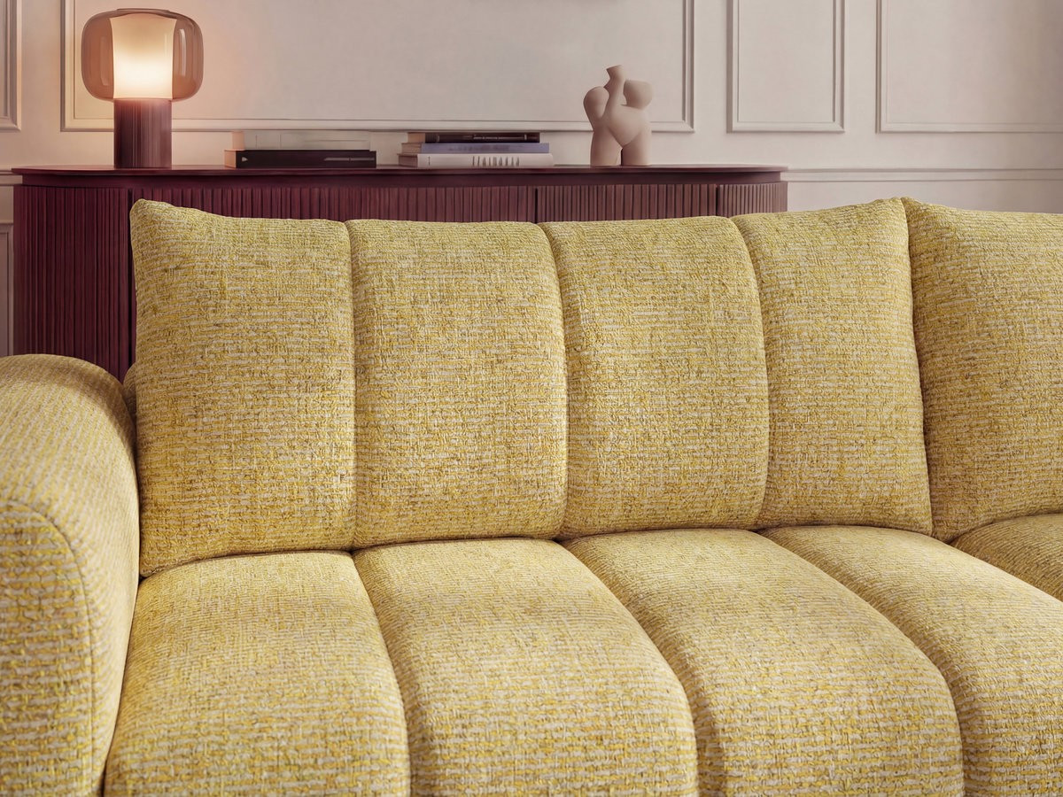 Bobochic Nesty Ecksofa 272 cm Melange-Stoff Gelb Ecke rechts
