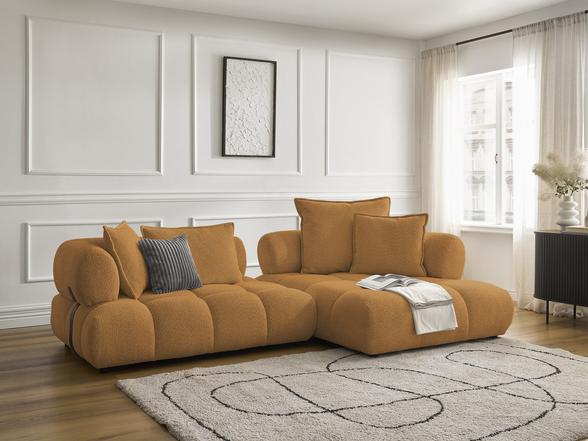 Bobochic Alya Ecksofa Bouclé-Stoff Gelb Ecke rechts