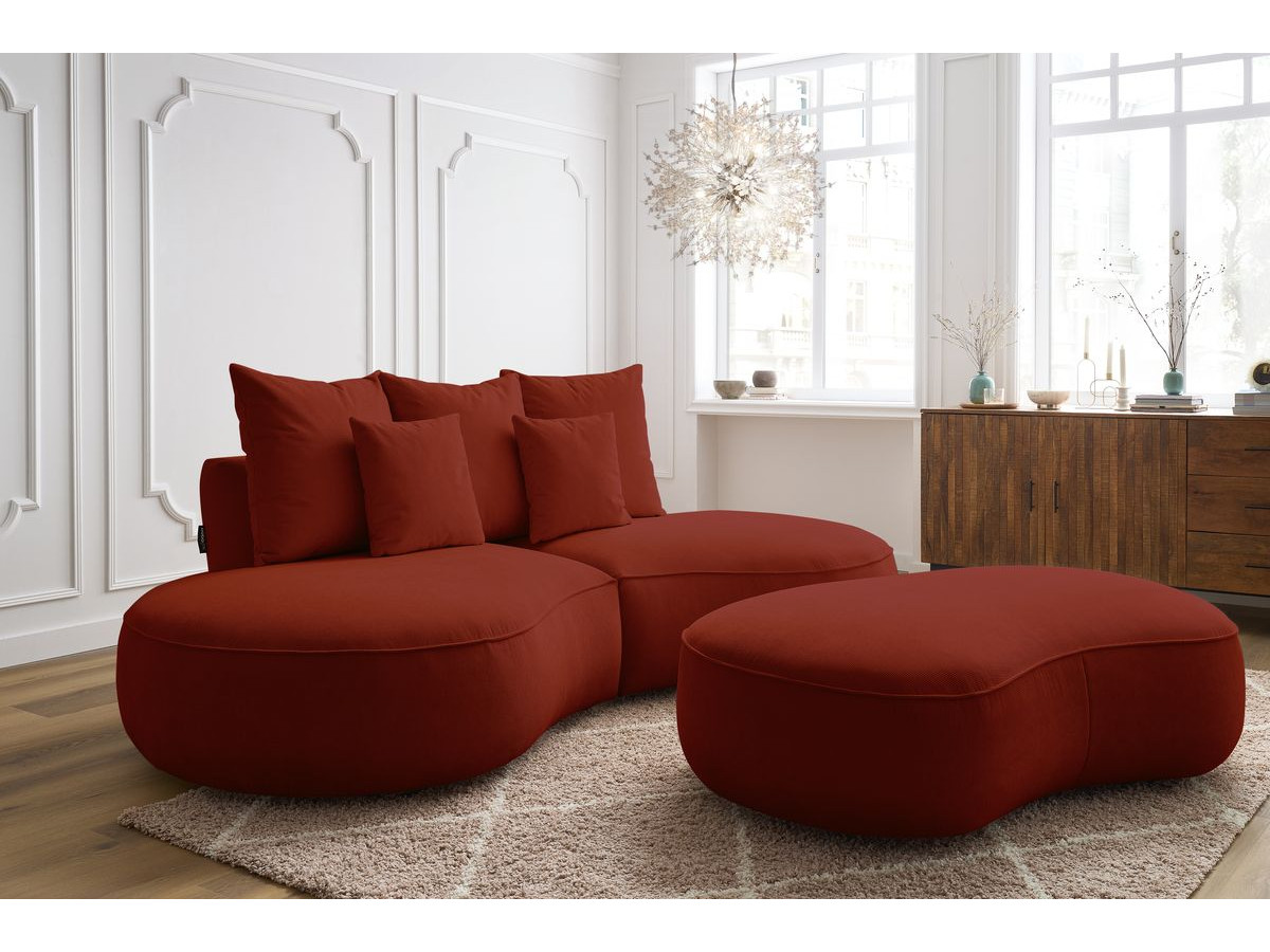 Bobochic Saint-germain Sofa 5-Sitzer mit Pouf Strukturstoff Rot