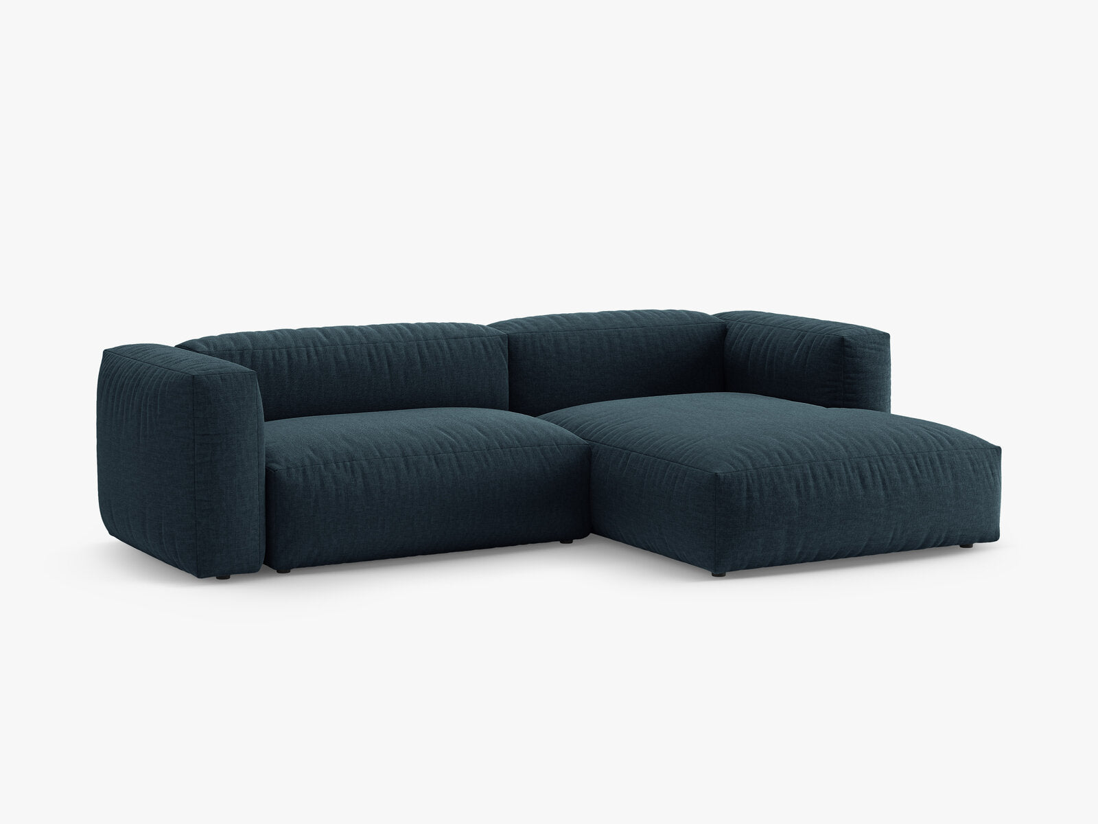 Micadoni Martina Ecksofa 4-Sitzer mit Schlaffunktion Rechts Strukturierter Stoff Boston Jeansblau