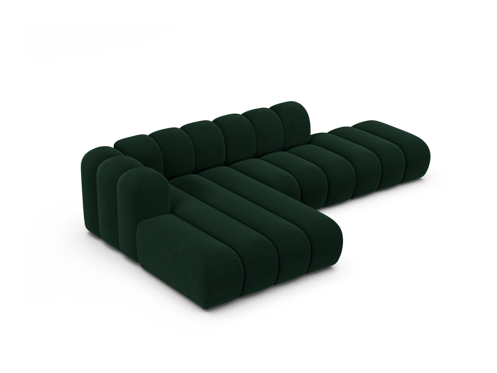 Micadoni Modulares Ecksofa offen Lupine 5-Sitzer Links Samt Salvador Flaschengrün