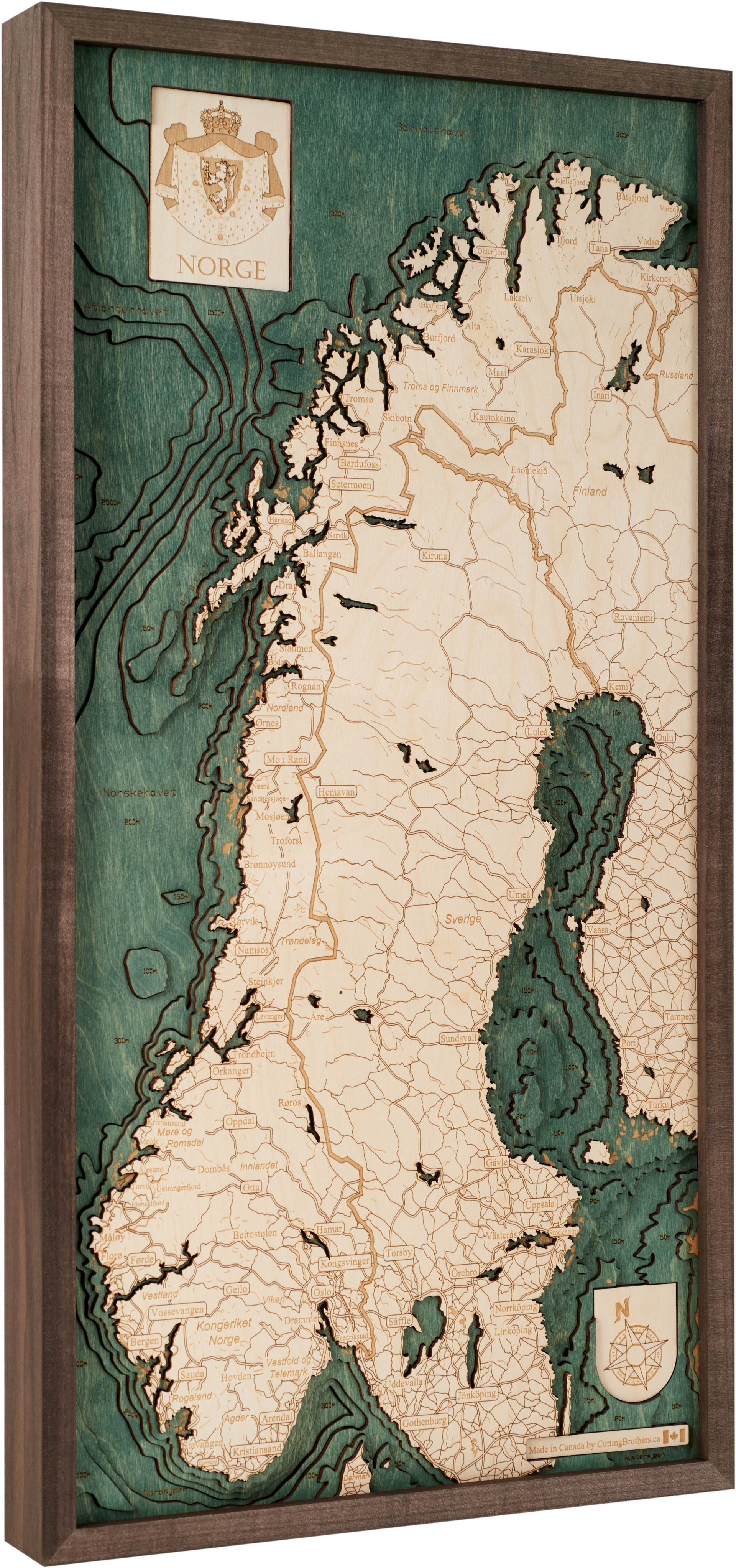 Cutting Brothers 3D Holz-Wandkarte Norwegen 81x40.5 cm