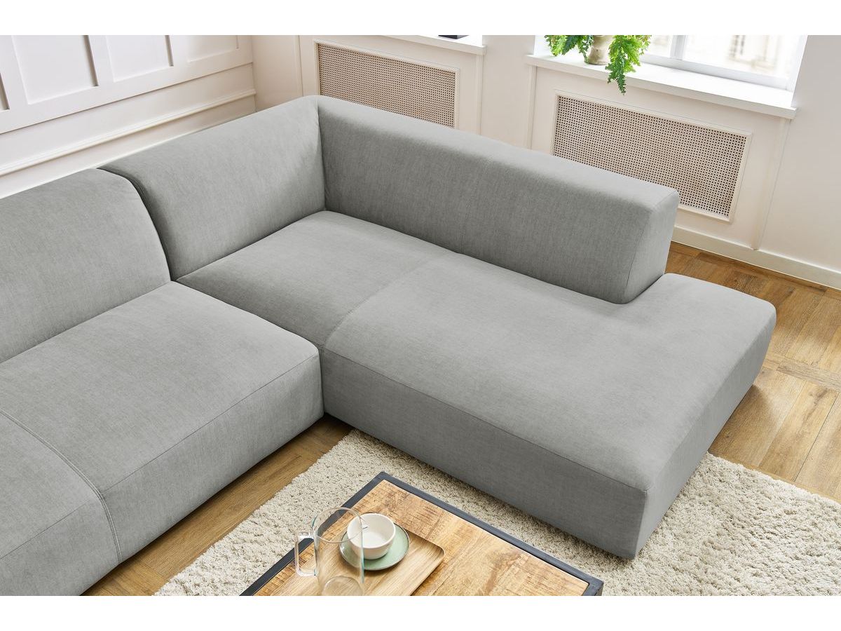 Bobochic Lavena Wohnlandschaft 359 × 220 cm Samt Hellgrau Ecke links