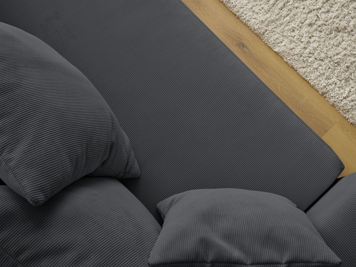 Bobochic Sidonie Schlafsofa 3-Sitzer mit Bettkasten Cordsamt Schwarz