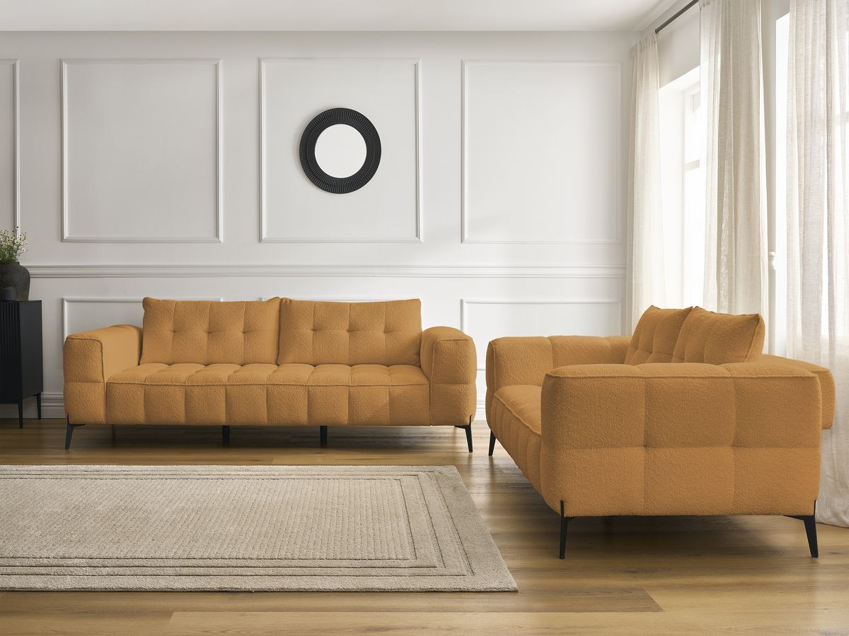 Bobochic Anis Sofa 5-Sitzer Bouclé-Stoff Gelb