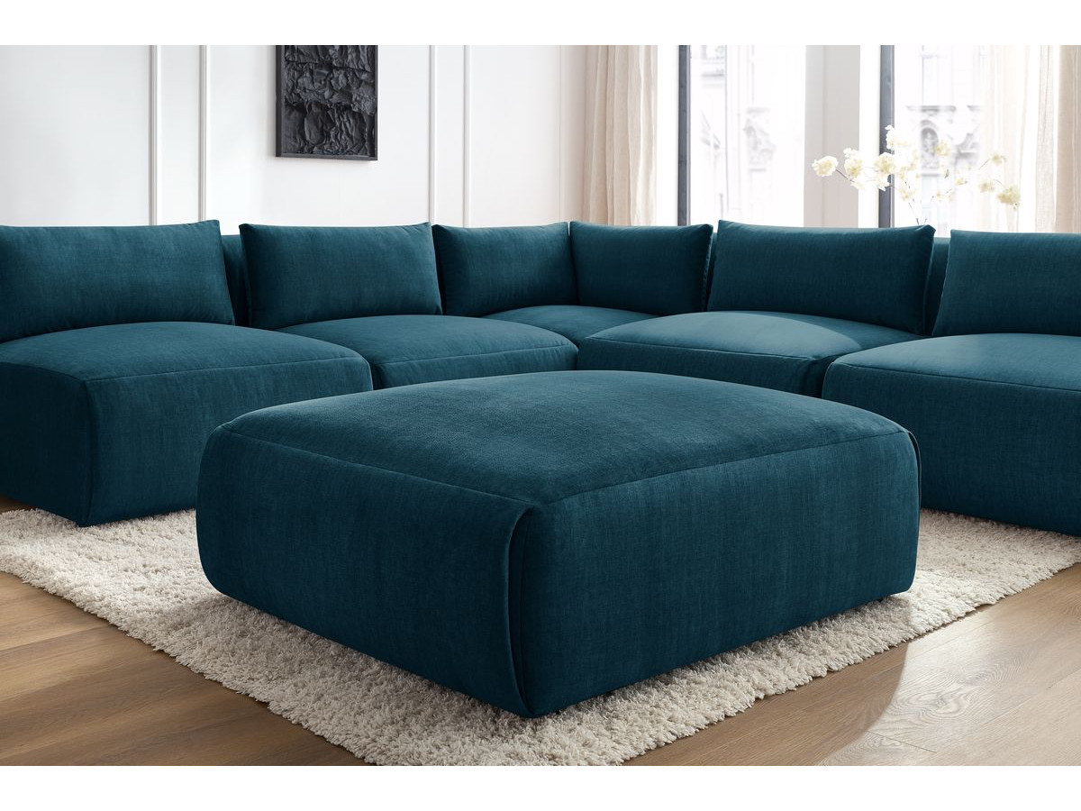 Bobochic Jeanne Ecksofa mit Pouf Samt Dunkelblau