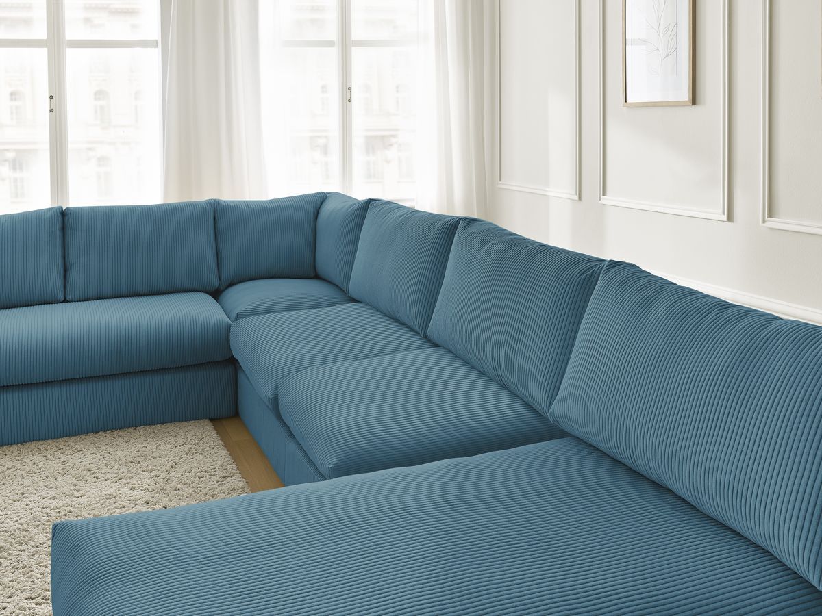 Bobochic Paris Ecksofa Cordsamt Hellblau