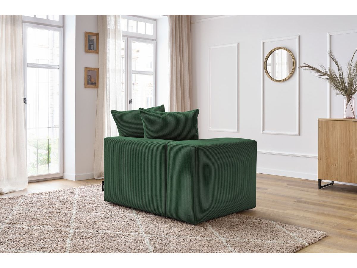 Bobochic Voltaire Sofamodul 1-Sitzer 130 × 100 cm Cordsamt Grün Ecke links