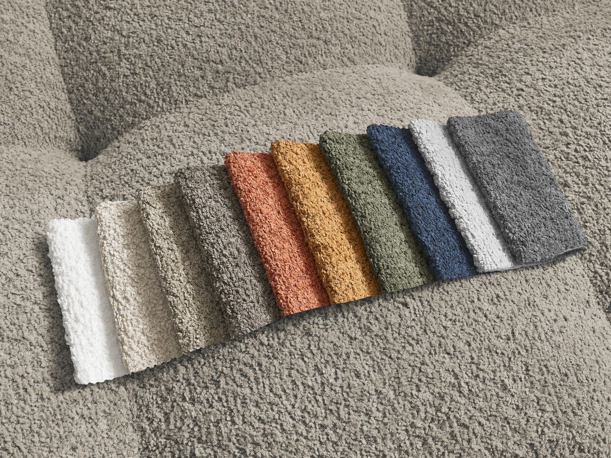 Bobochic Anakin Sofa 3-Sitzer, 6 Kissen Bouclé-Stoff Taupe