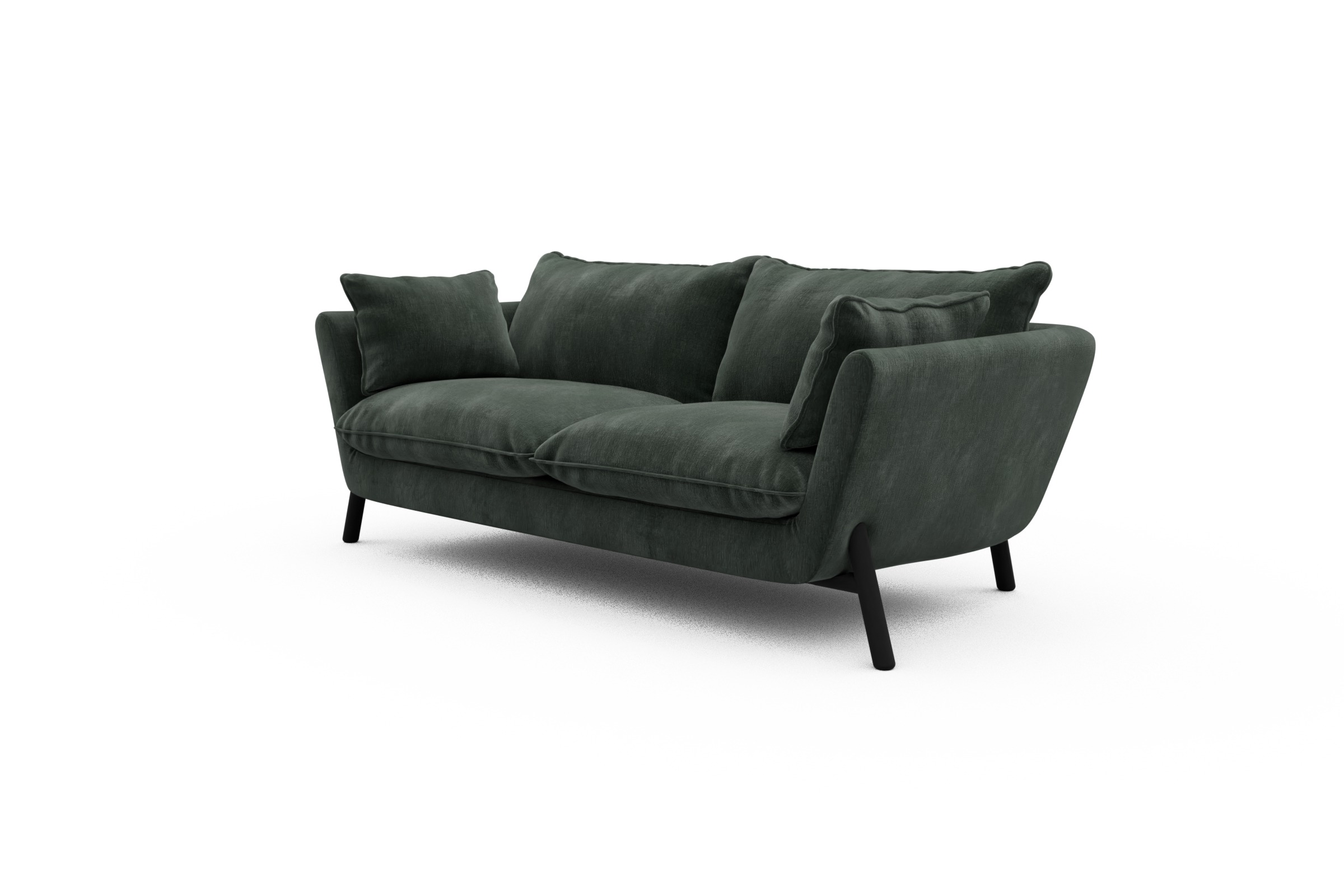 Sofa Emil PREMIUM 2-Sitzer Beinfarbe Eiche Schwarz Smooth-Laurel-Green