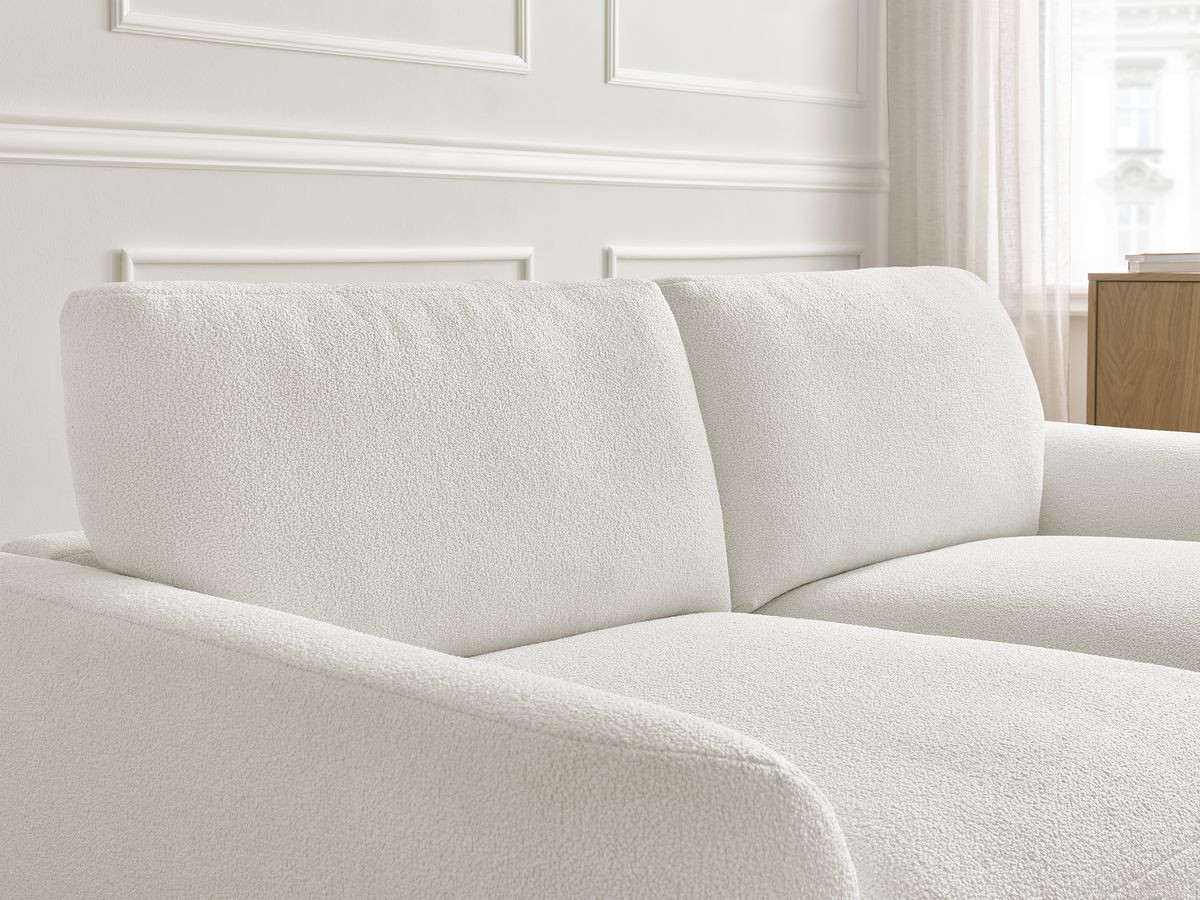 Bobochic Leonore Sofa 3-Sitzer Bouclé-Stoff Weiß