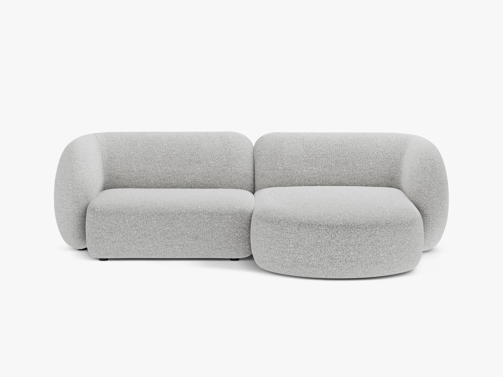 Micadoni Ecksofa Kate 2-Sitzer Rechts Strukturierter Stoff Hellgrau Melange